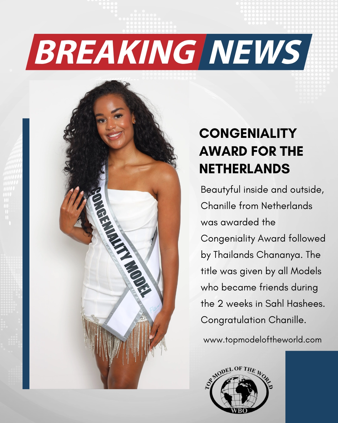 Congeniality award for the netherlands top model of the world news